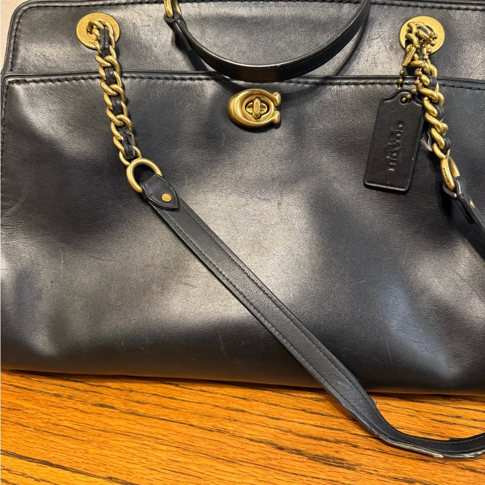 Vintage coach bag black leather classic - Picture 2 of 4